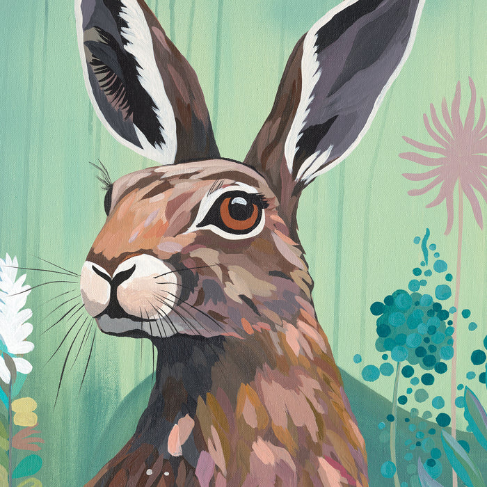 *Currently on Exhibit* Watchful Hare | Original Acrylic Painting on Canvas | Kelly Stevens-McLaughlan