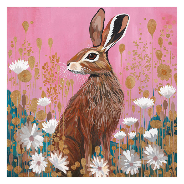 *Currently on Exhibit* Golden Blossom Hare | Original Acrylic Painting on Canvas | Kelly Stevens-McLaughlan