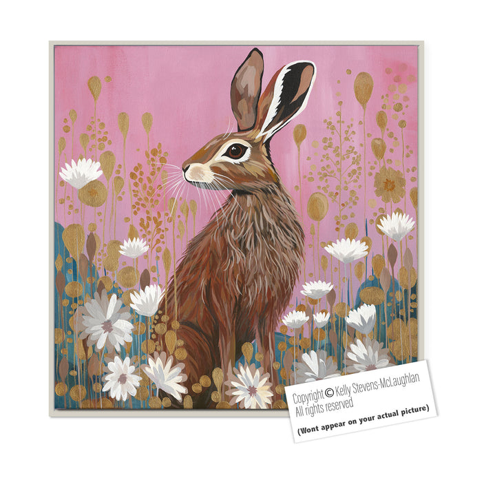 *Currently on Exhibit* Golden Blossom Hare | Original Acrylic Painting on Canvas | Kelly Stevens-McLaughlan