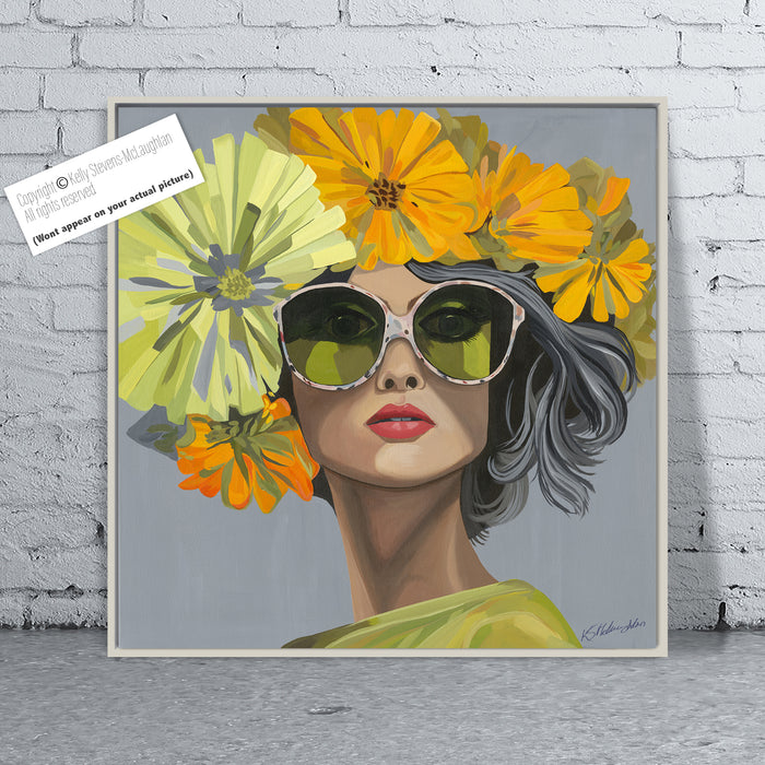 *Currently on Exhibit* Sunburst Mojito | Original Acrylic Painting on Canvas Framed | Kelly Stevens-McLaughlan