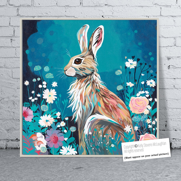 *Currently on Exhibit* Pendrid Hare | Original Acrylic Painting on Canvas Framed | Kelly Stevens-McLaughlan