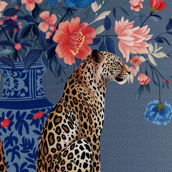 Leopards with Blue Vase on Blue Chinoiserie Wholesale Lampshade