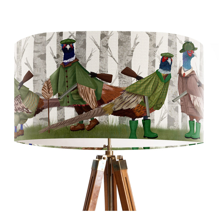 Pheasant Shooting Party Lamp shade, Drum, Pendant Lighting