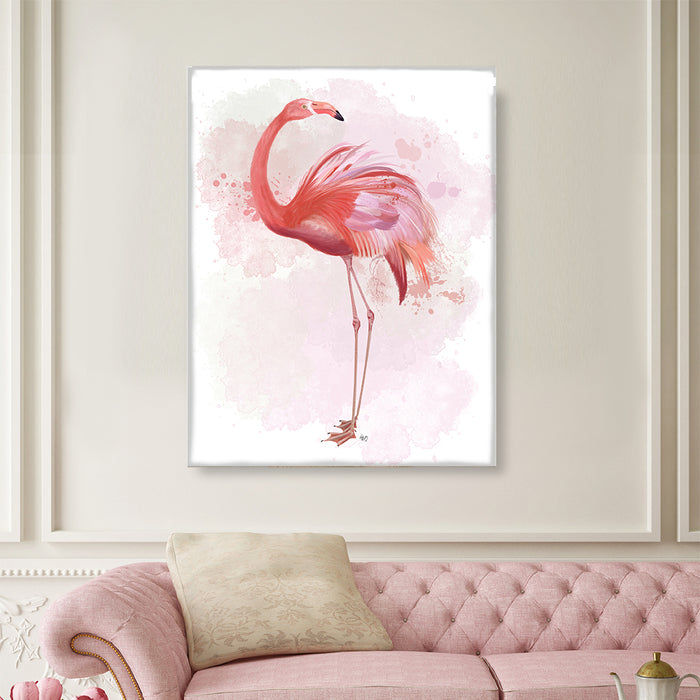 Fluffy Flamingo 3, Art Print, FabFunky — Art Bird Wall