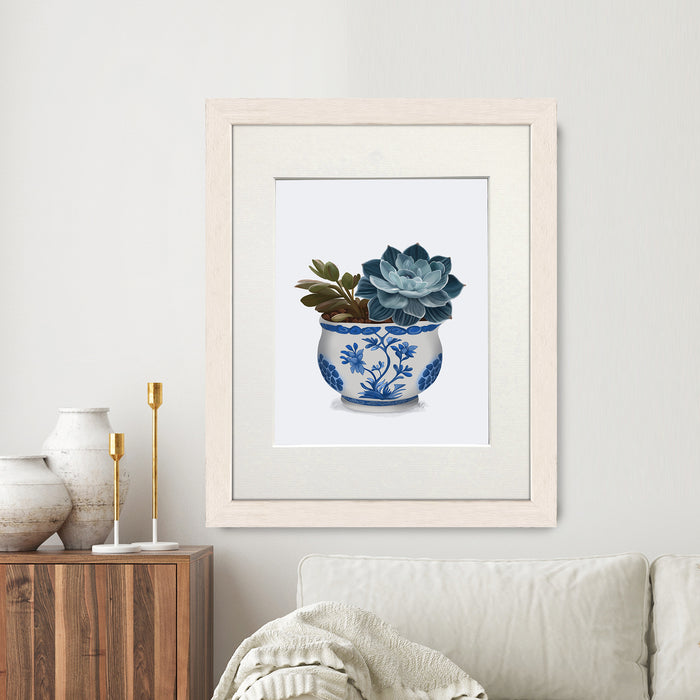 Echeveria in Blue 2, Chinoiserie Art Print, Canvas art