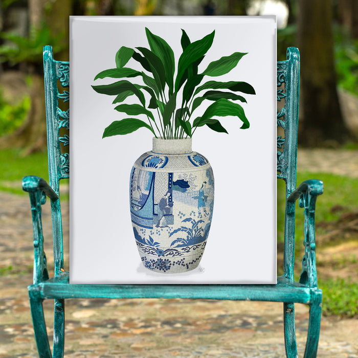 Chinoiserie Vase and Aspidistra, Art Print, Canvas art