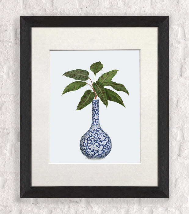 Chinoiserie Bud Vase and Plant, Art Print, Canvas art