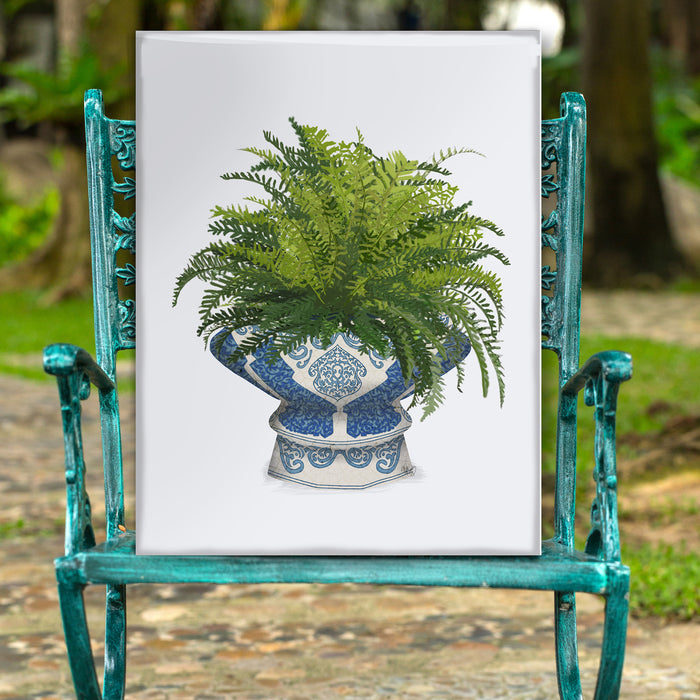 Chinoiserie Bowl and Fern, Art Print, Canvas art