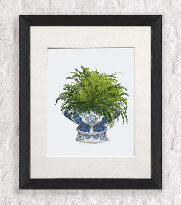 Chinoiserie Bowl and Fern, Art Print, Canvas art