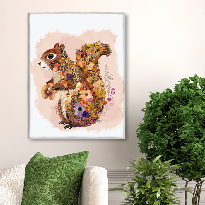 Floralessence Squirrel 1, Woodland Animal Art Print, Wall Art