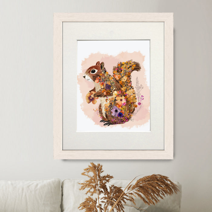 Floralessence Squirrel 1, Woodland Animal Art Print, Wall Art