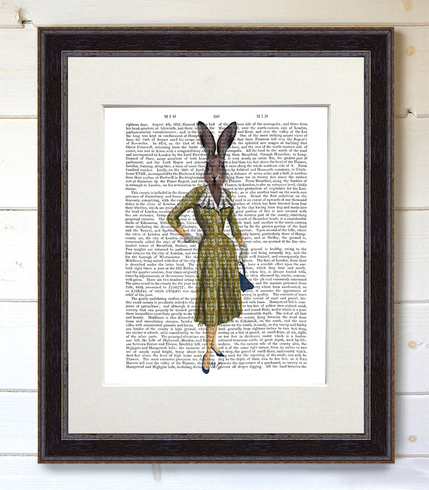 Rabbit in Mustard Dress, Book Print, Art Print, Wall Art