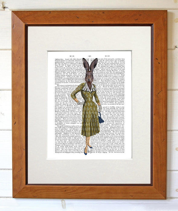 Rabbit in Mustard Dress, Book Print, Art Print, Wall Art