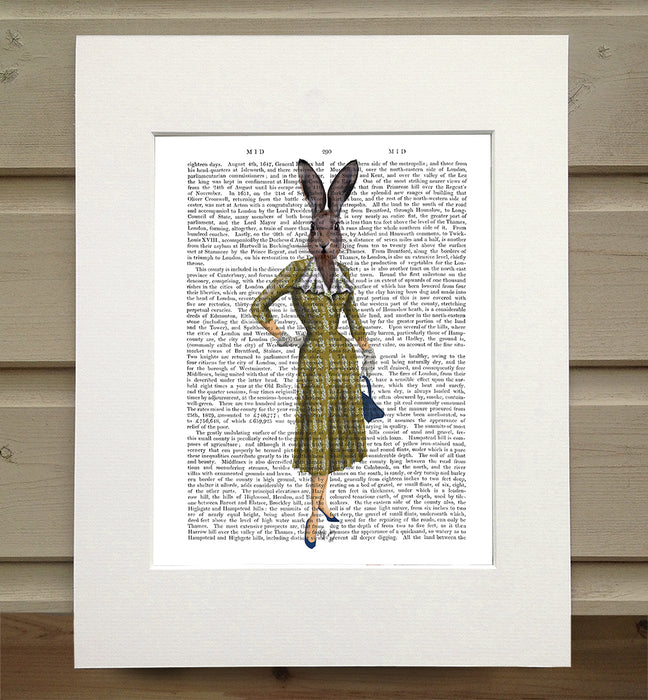 Rabbit in Mustard Dress, Book Print, Art Print, Wall Art