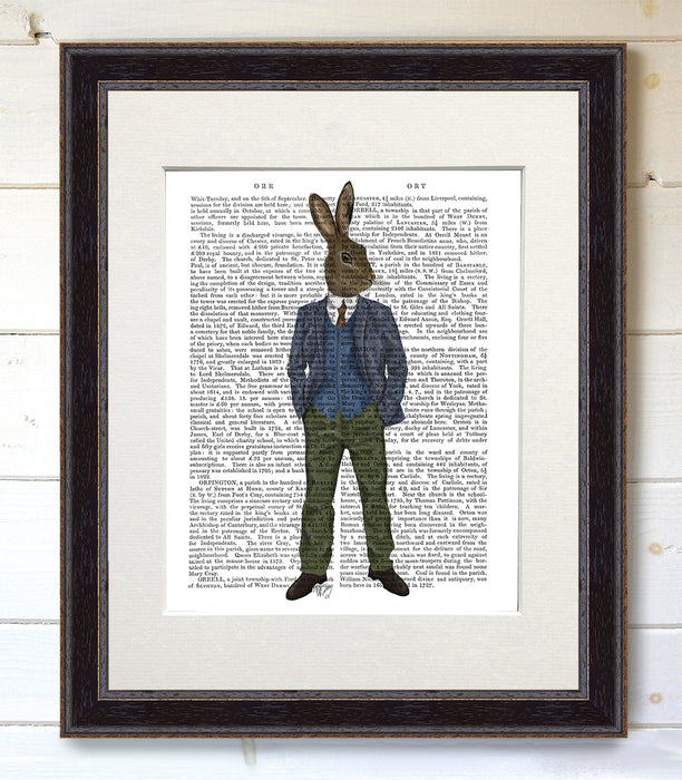 Rabbit in Blue Waistcoat, Book Print, Art Print, Wall Art