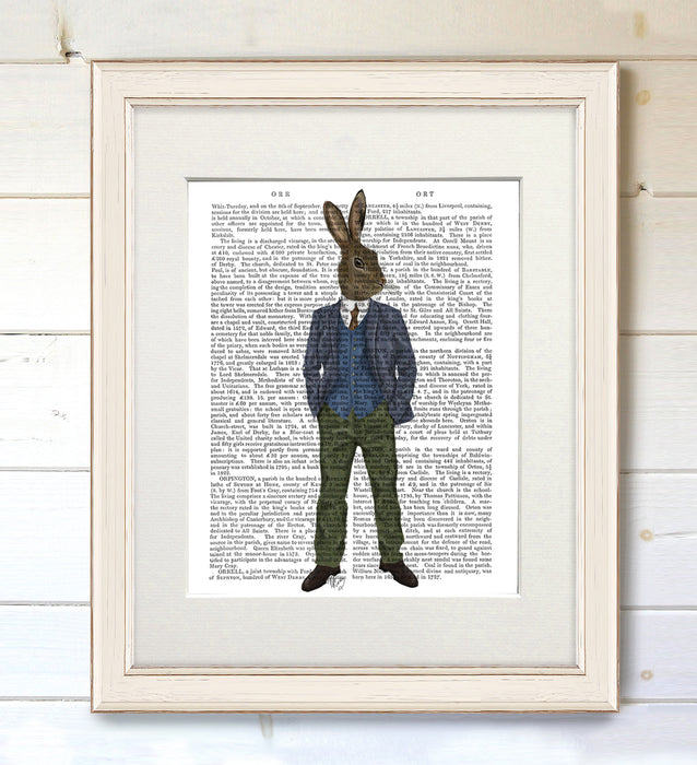 Rabbit in Blue Waistcoat, Book Print, Art Print, Wall Art