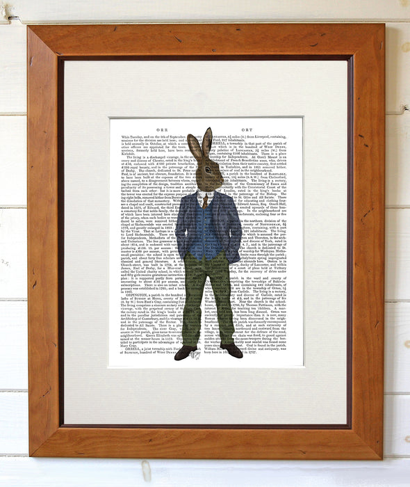 Rabbit in Blue Waistcoat, Book Print, Art Print, Wall Art