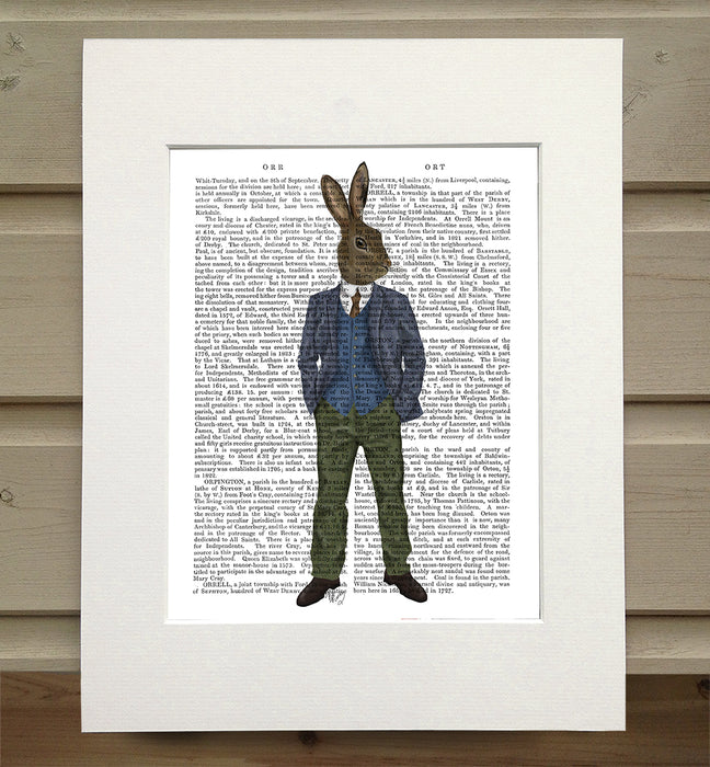 Rabbit in Blue Waistcoat, Book Print, Art Print, Wall Art