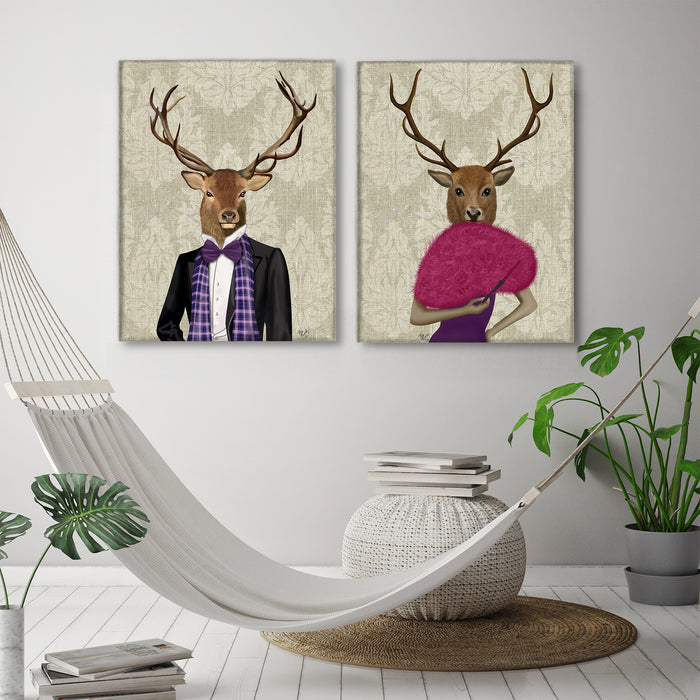 Collection - 2 prints, Deer Couple Art Print, Canvas Wall Art