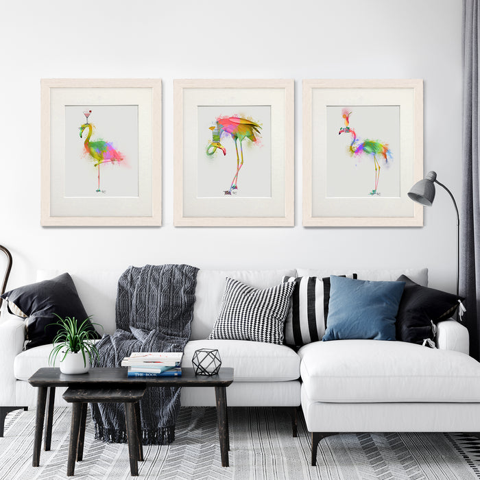 Collection - 3 prints, Flamingo Cocktail Bar Art Print, Canvas Wall Art