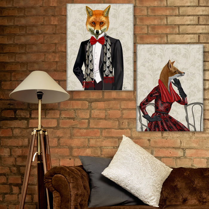 Collection - 2 prints, Fox Couple Art Print, Canvas Wall Art