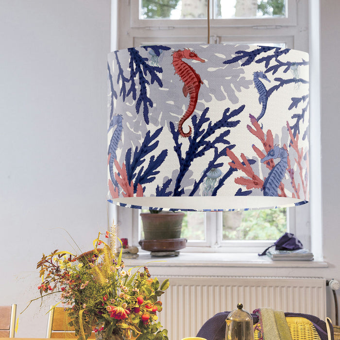 Seahorse and Coral, Blue & Pink, Nautical, Wholesale Lampshade