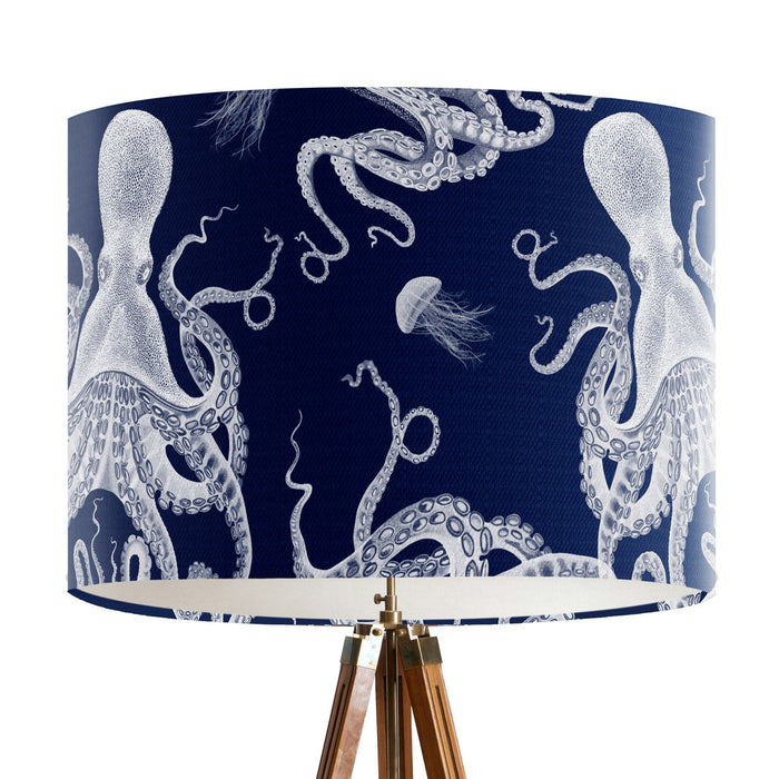 Octopus 3, White on Blue, Nautical, Wholesale Lampshade