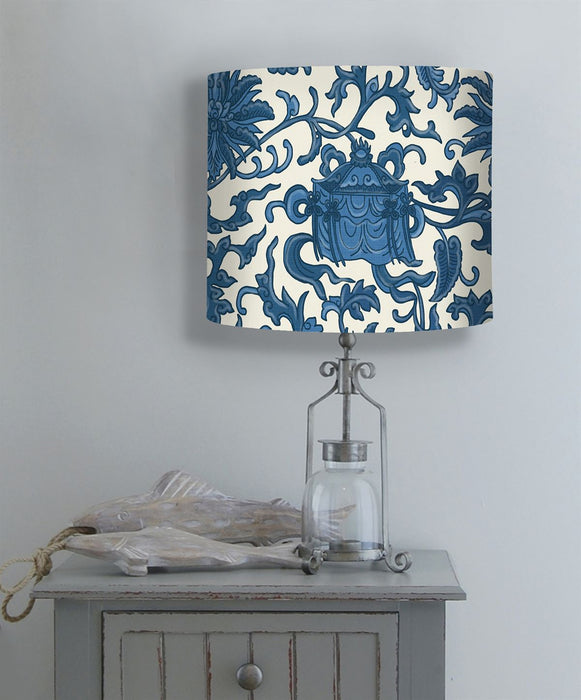 Lotus Garden Blue on Cream, Wholesale Lampshade