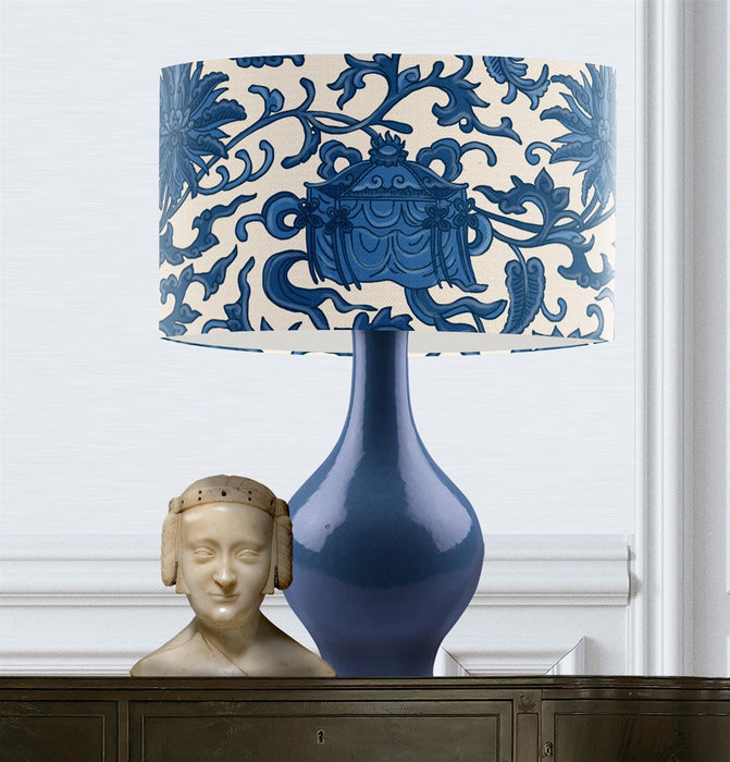 Lotus Garden Blue on Cream, Wholesale Lampshade