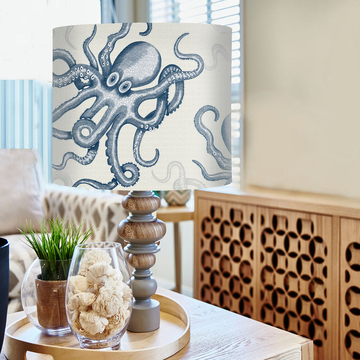 Octopus random, Blue on white, Nautical, Wholesale Lampshade