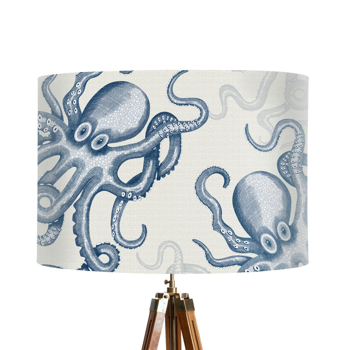 Octopus random, Blue on white, Nautical, Wholesale Lampshade