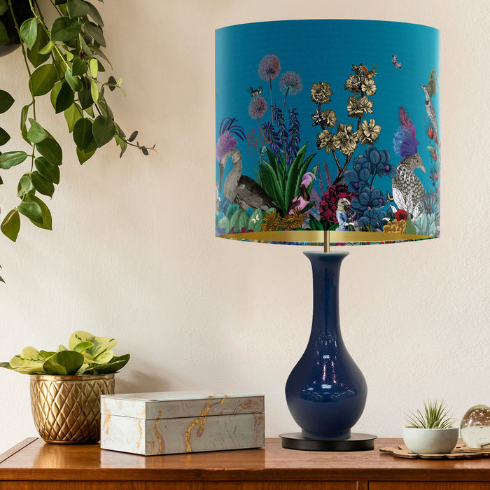 Glorious Plumes, Blue Turquoise, Gold Lined Wholesale Lampshade