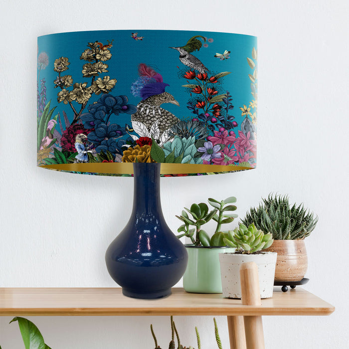 Glorious Plumes, Blue Turquoise, Gold Lined Wholesale Lampshade