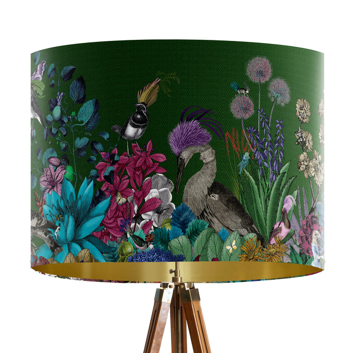 Glorious Plumes, Green, Gold Lined Wholesale Lampshade