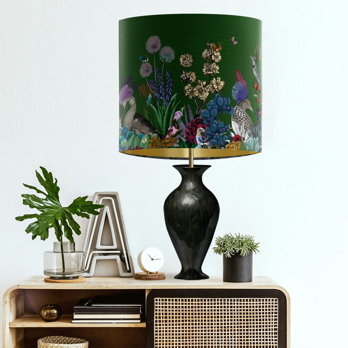 Glorious Plumes, Green, Gold Lined Wholesale Lampshade