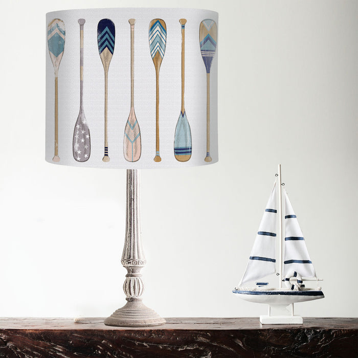 Vintage Style Oars, Blue on White, Wholesale Lampshade