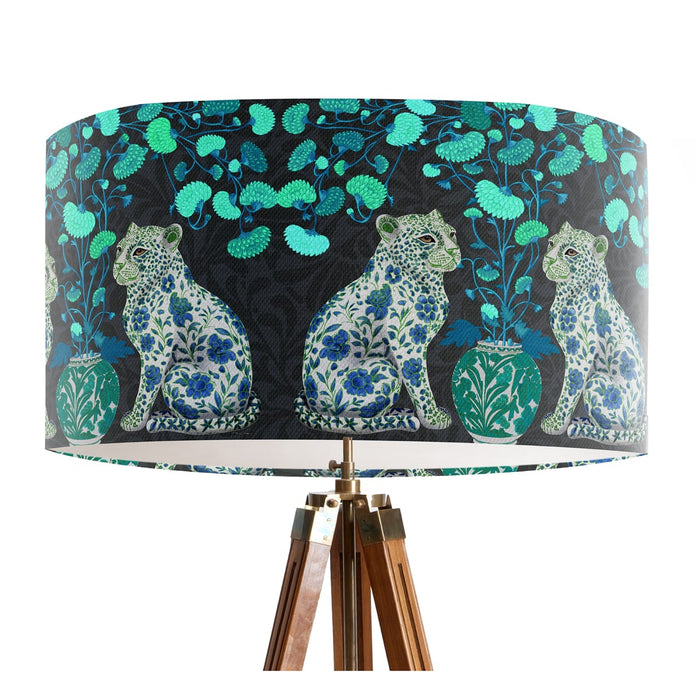 Chinoiserie Leopard Twins on Charcoal, Wholesale Lampshade