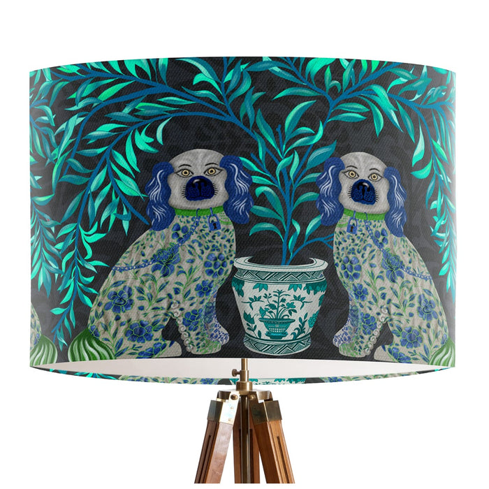 Staffordshire Dog Twins on Charcoal, Chinoiserie Wholesale Lampshade