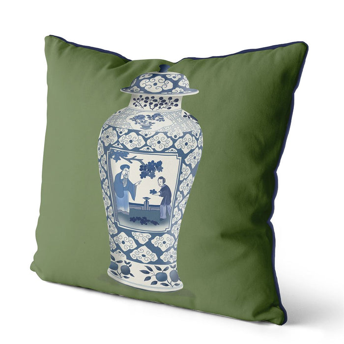 Chinoiserie Cherry Blossom Picker, Cushion / Throw Pillow