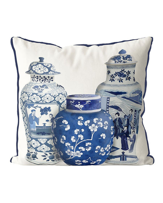 Chinoiserie Vase Trio 2, Cushion / Throw Pillow