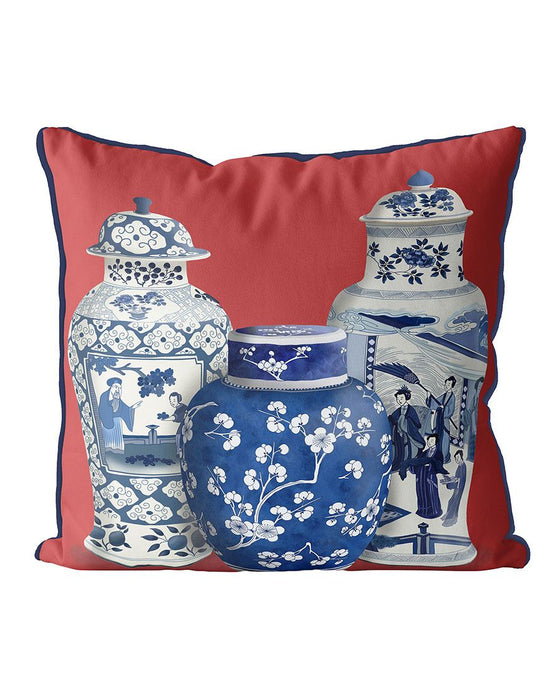 Chinoiserie Vase Trio 2, Cushion / Throw Pillow