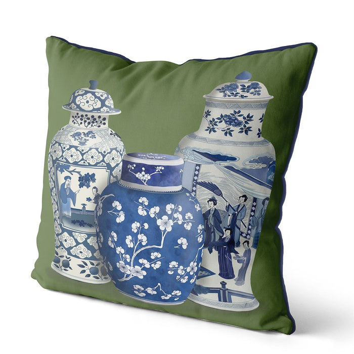 Chinoiserie Vase Trio 2, Cushion / Throw Pillow