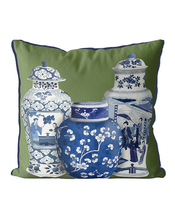 Chinoiserie Vase Trio 2, Cushion / Throw Pillow