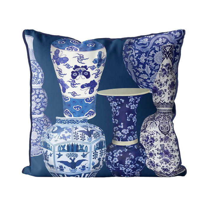 Chinoiserie Vase Collage 1, Cushion / Throw Pillow