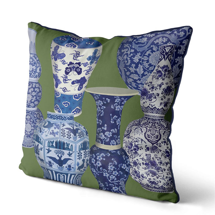 Chinoiserie Vase Collage 1, Cushion / Throw Pillow