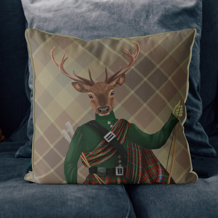 Major Malcolm Scottish Stag Deer Tartan, Cushion / Throw Pillow