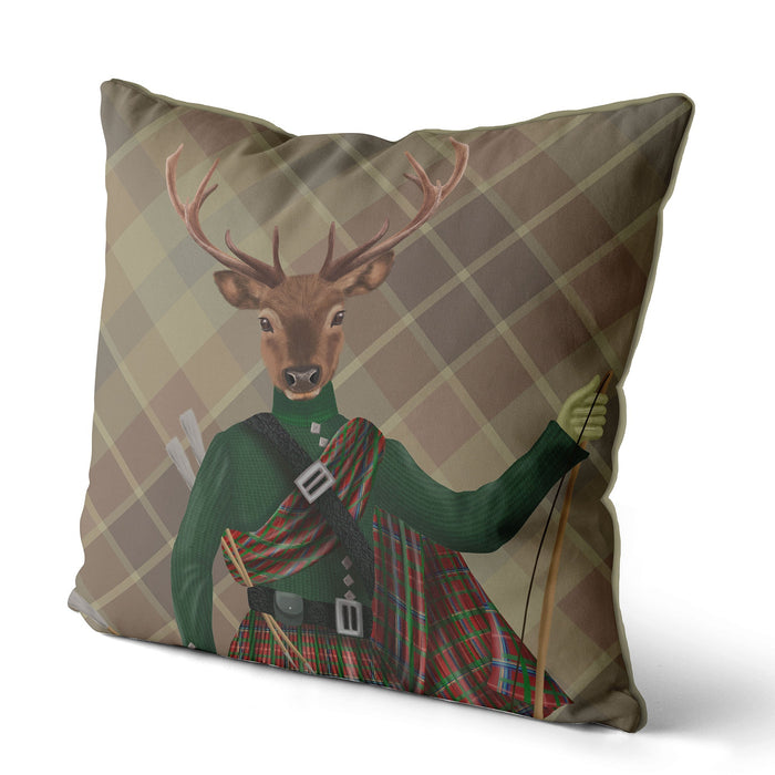 Major Malcolm Scottish Stag Deer Tartan, Cushion / Throw Pillow