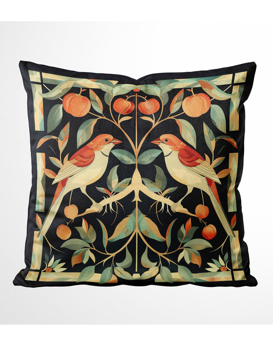 Peach Rumba Bird Boutique Velvet Cushion Throw Pillow Cover