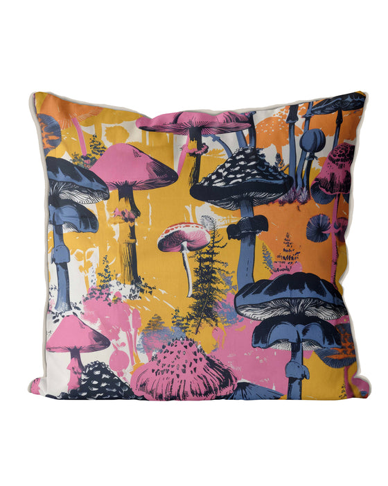 Neon Mycelium Psychodelic Mushroom Cushion / Throw Pillow