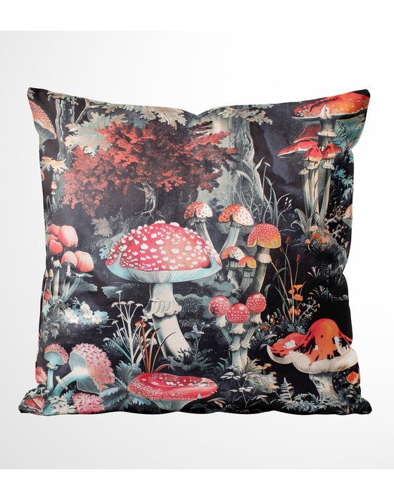 Mushroom Mystique Boutique Velvet Cushion Throw Pillow Cover